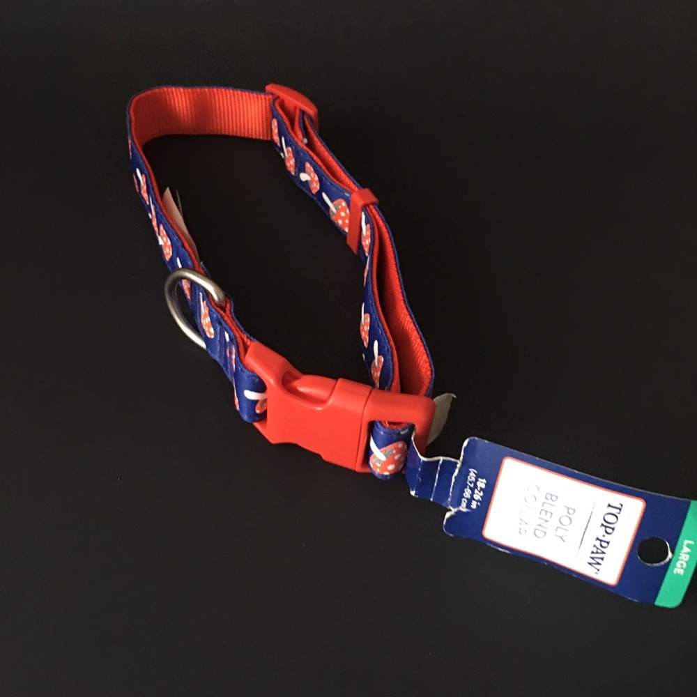 Top Paw Dog Collar Red Mushroom Collar Size X-Small 8 in-12 in